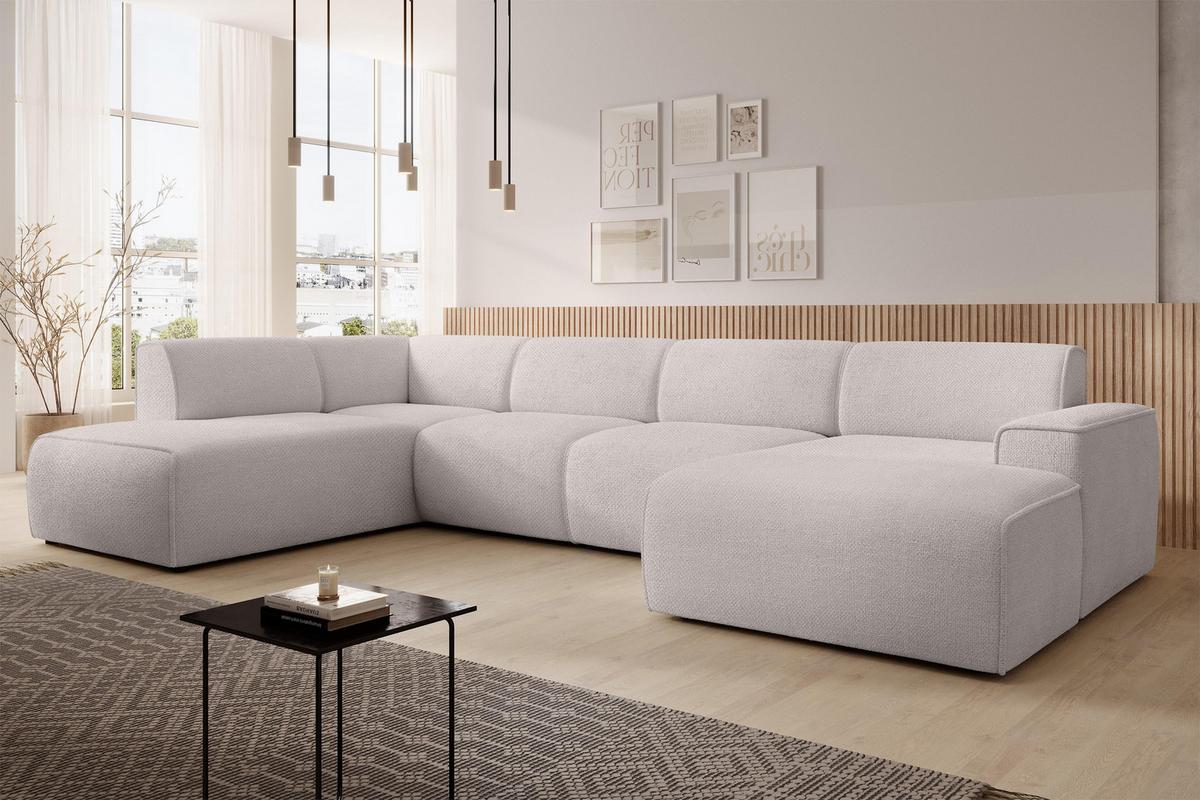 WOHNLANDSCHAFT Didim Taupe 378/220/78 cm – großes Sofa stilvoll & bequem L - Taupe/Schwarz, Kunststoff/Textil (220/78/378cm) - AX Living