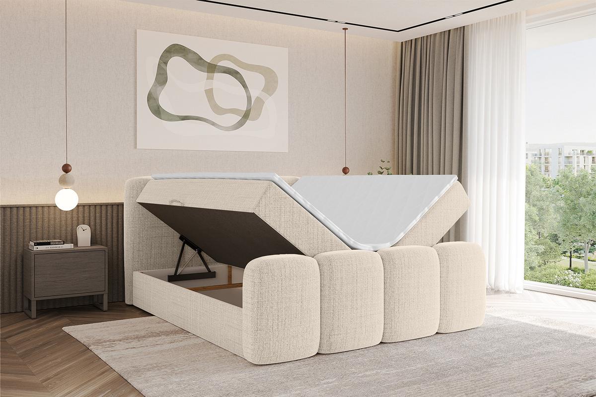 BOXBETT mit Matratze H4 und Lattenrost - NINA-Z - 120x200 cm - Beige - Beige, Holzwerkstoff (120/200cm)