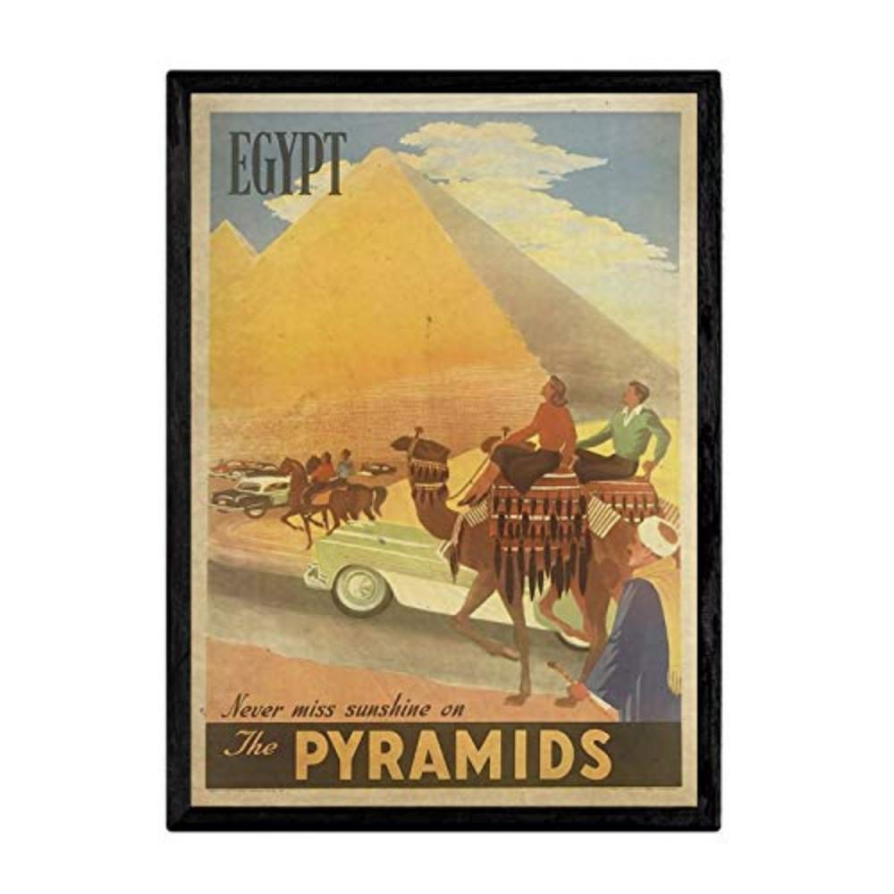 POSTER Pyramiden Vintage A4 Schwarzer Rahmen - Schwarz, Papier (29.7/5/21cm) - Nacnic
