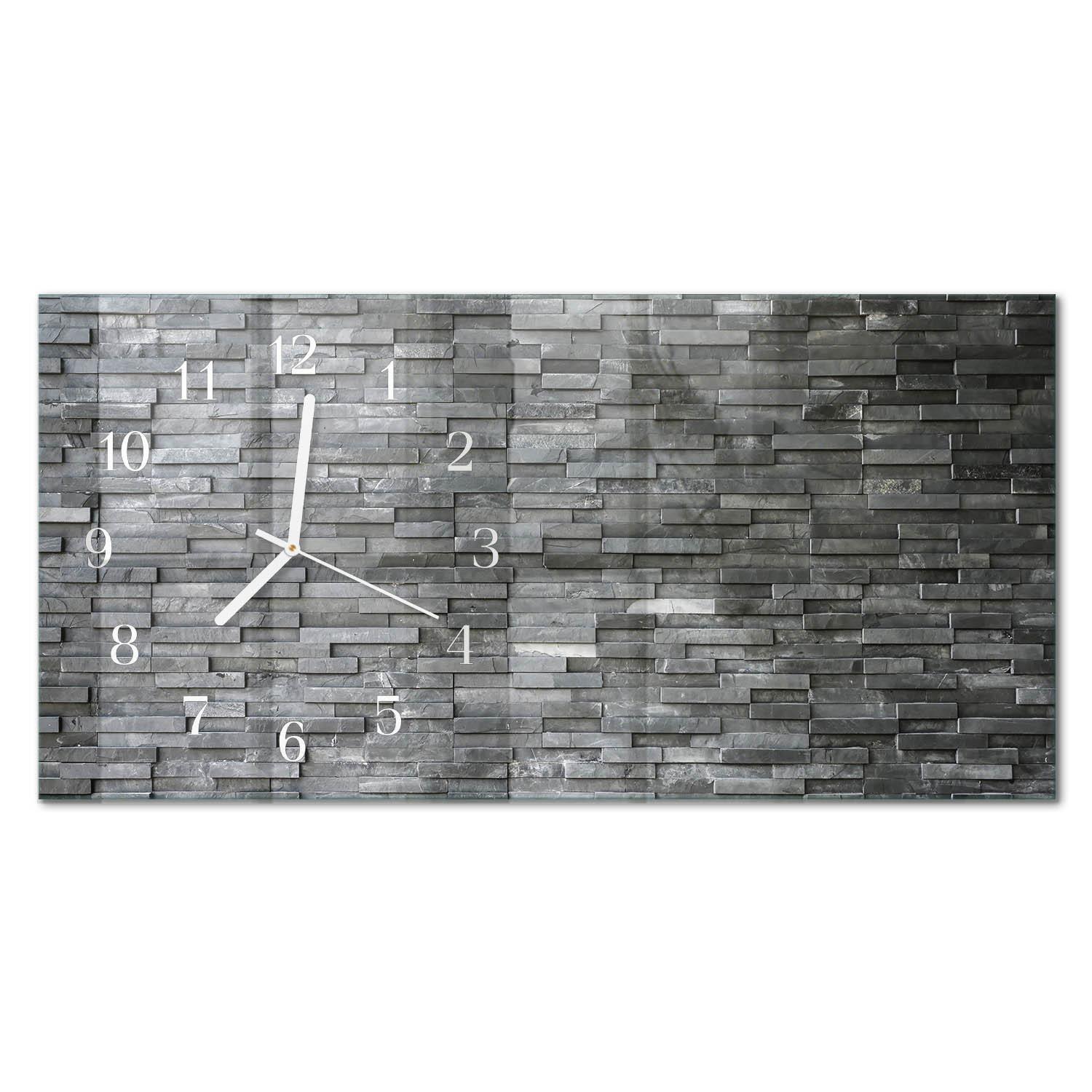 WANDUHR aus Glas 60x30 cm - Steinstruktur - Grau, Glas (60/30/0.4cm) - TULUP