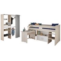 KINDERZIMMER-SET 2-teilig Akazie, weiß, Jugendzimmer mit Hochbett - Eichefarben/Silberfarben, Holzwerkstoff/Kunststoff (206/182/114cm) - Parisot Meuble