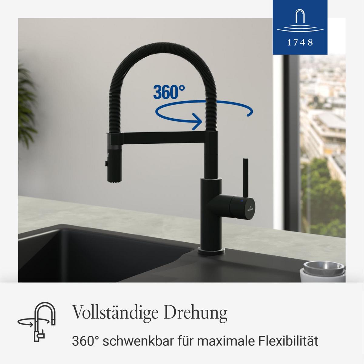 KÜCHENARMATUR Steel Expert Compact schwarz 14,3 cm - Schwarz, Metall (4.2/40/22cm) - Villeroy & Boch