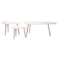 BEISTELLTISCH in weiß und in Holzoptik - 3er set - 103/50/42 cm - Weiß, Holzwerkstoff (56/50/42cm) - Calicosy