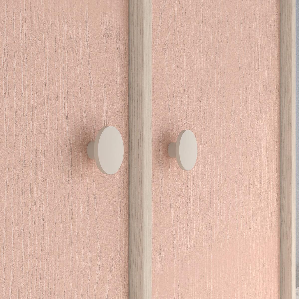 BABYKLEIDERSCHRANK 2 Türen Alycia Beige - Korallenrosa - Holzeffekt - Beige, Holz (80/190/51cm) - Petits-meubles