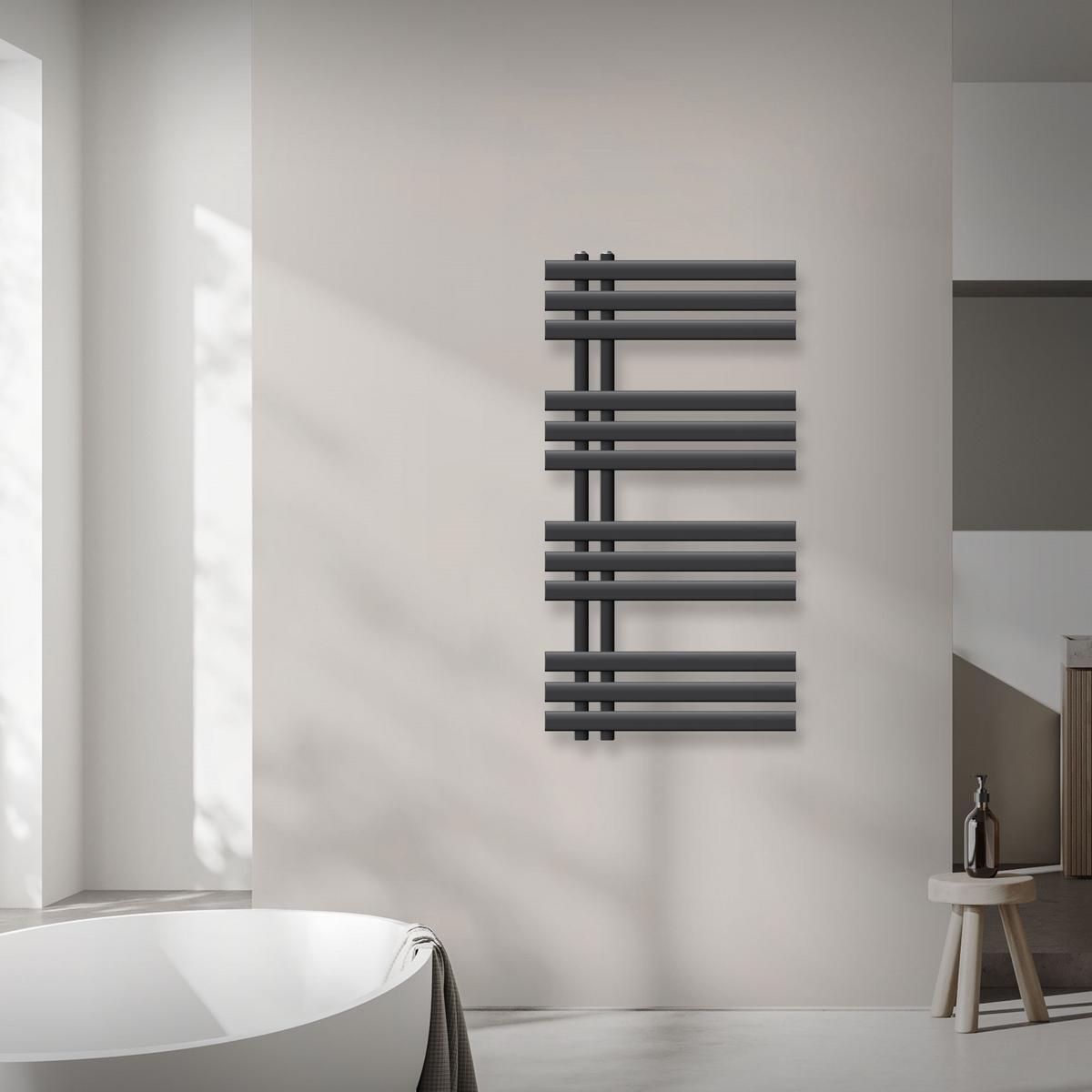 BADHEIZKÖRPER elektrisch Iron EM 500x1000 mm Anthrazit mit Heizstab 600W - Anthrazit, Metall (50/100/3cm) - LuxeBath