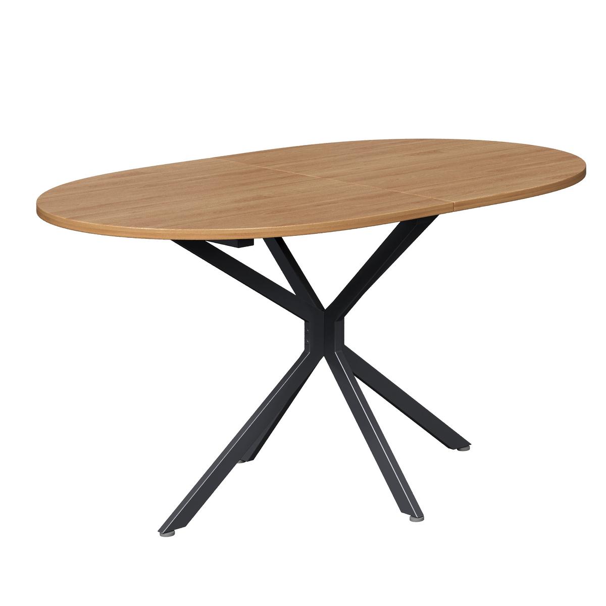 ESSTISCH Ovaler 120 cm Natur & Metall – Kompakttisch mit Kreuzgestell im modernen Design - Eichefarben, Holzwerkstoff (80/120/75cm) - Urban Meuble