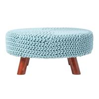 STRICK-HOCKER pastellblau, rund 62/62/30 cm - Hellblau, Textil (62/30/62cm) - Homescapes