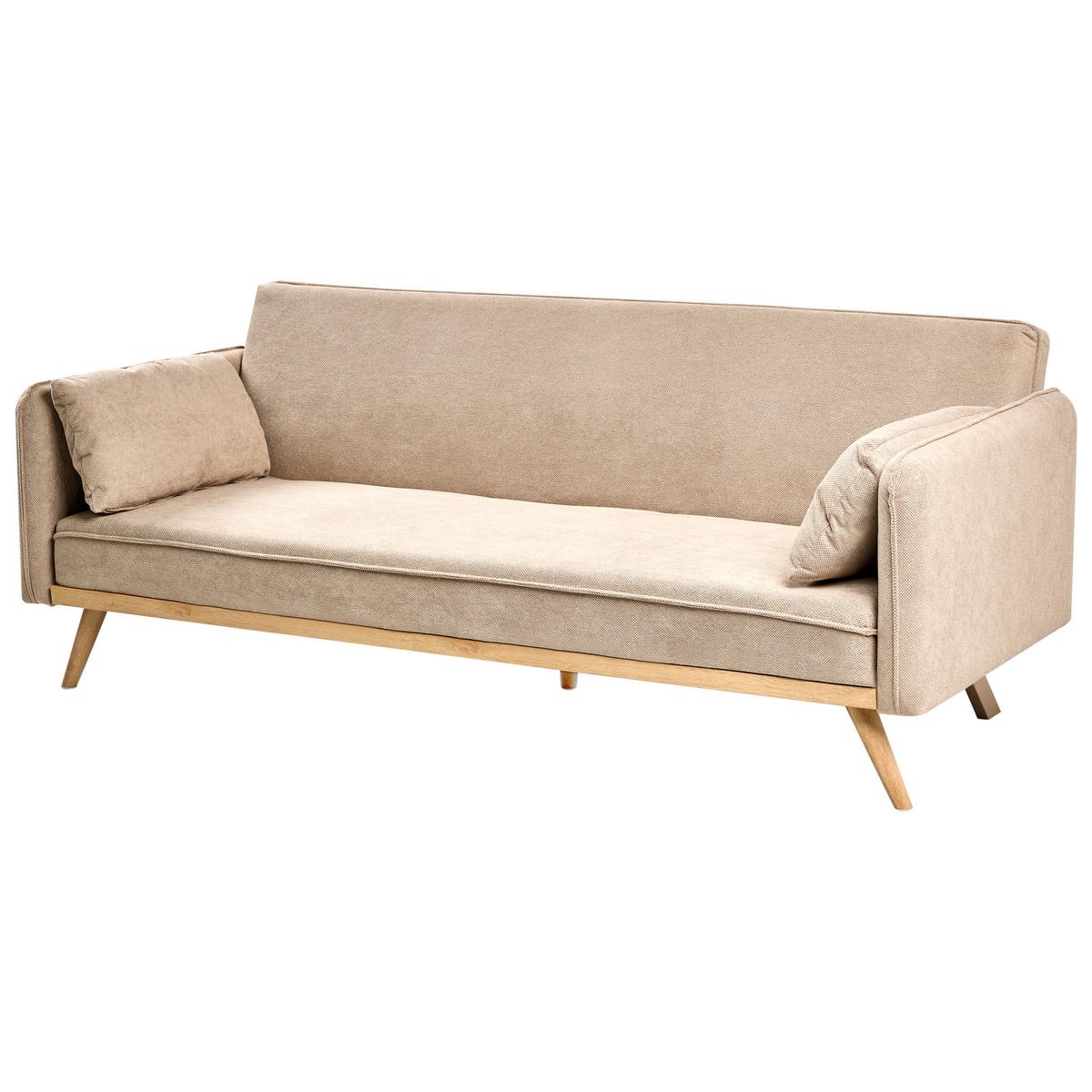 SCHLAFSOFA Stoff Hellbraun Asaa - Hellbraun/Braun, Textil (205/76/80cm) - Beliani