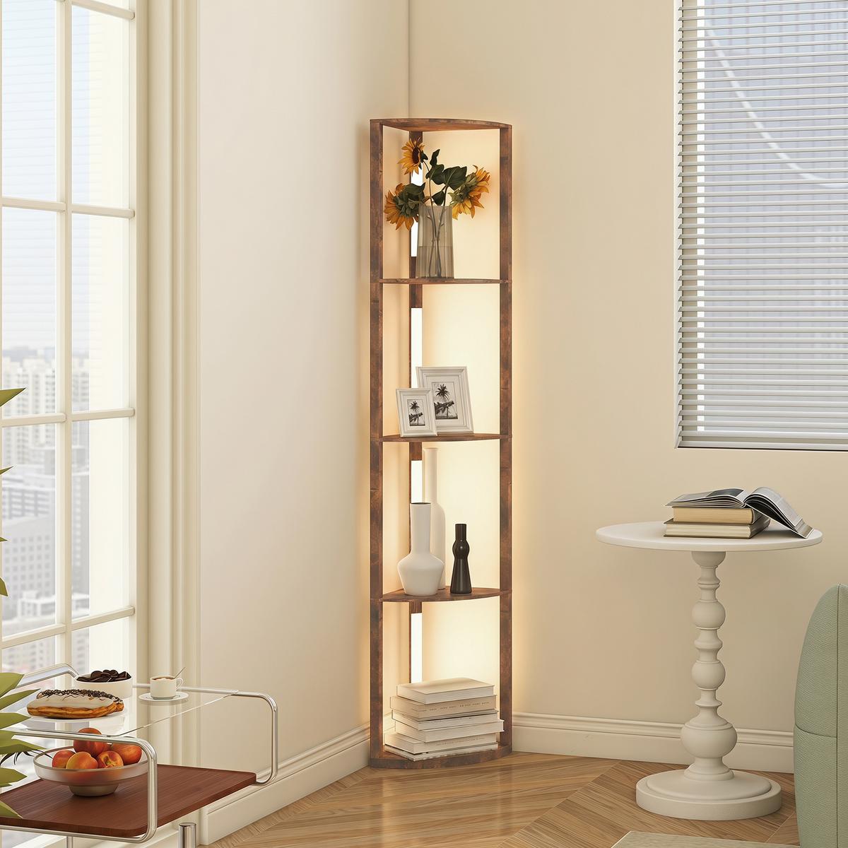 STEHLEUCHTE MDF Rustikal-Braun - Braun, Holzwerkstoff (41/29.5/163.5cm) - HOMCOM