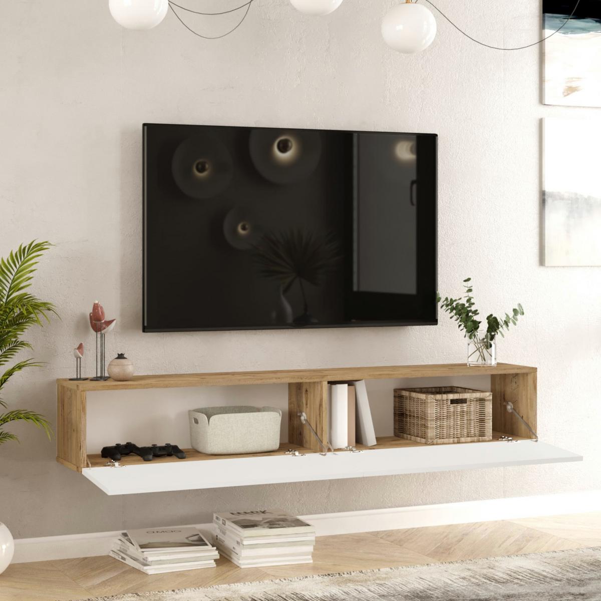 TV-ELEMENT Lapinlahti - Weiß, Holzwerkstoff (180/29.5/31.5cm) - [en.casa]