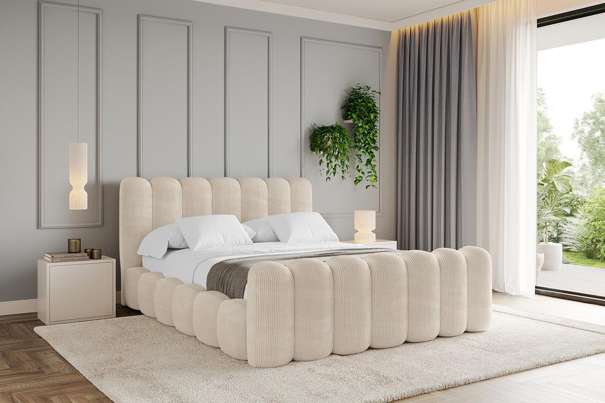 POLSTERBETT mit Bettkasten, Fußteil und Lattenrost, Boxbett ohne Matratze - SENA-Z 140x200 Beige - Creme, Holzwerkstoff/Textil (140/200cm) - ALTDECOR