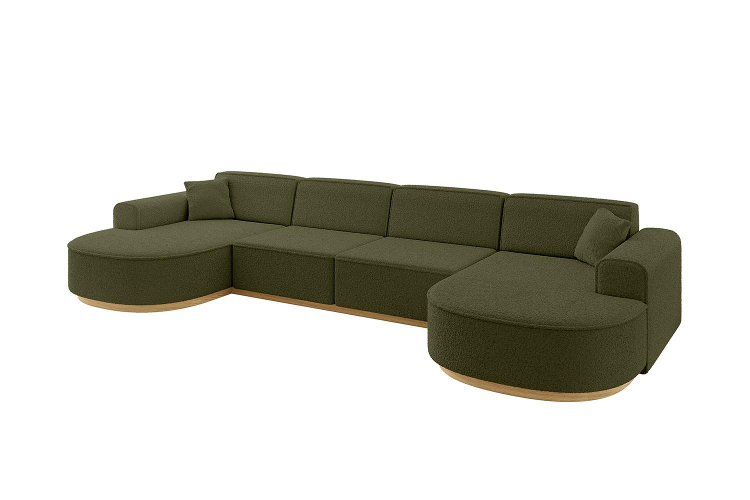 WOHNLANDSCHAFT MARI-U2-v2 - 388x171x83 cm Grün Bouclé - Grün, Holzwerkstoff/Textil (388/83/171cm) - ALTDECOR