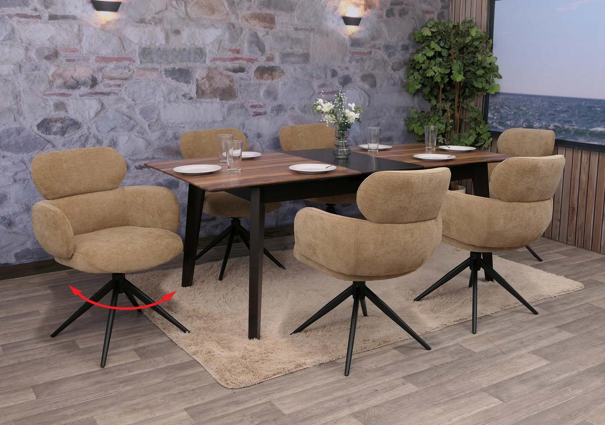 ESSZIMMERSTUHL Braun 6er-Set - Hellbraun/Braun, Textil (61/86/69cm) - MCW