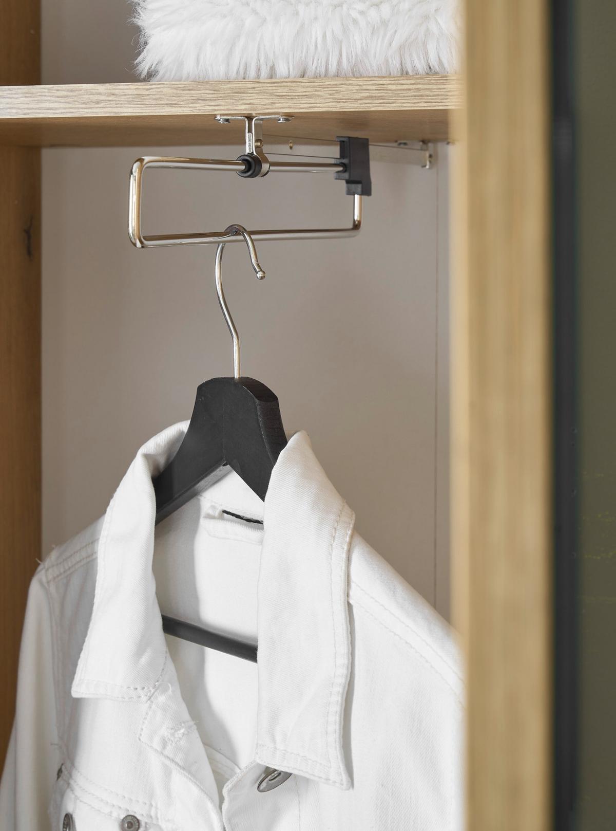 GARDEROBENSCHRANK Evoke Eiche, grau 60 x 200 cm, Flurschrank mit Spiegel - Eichefarben/Schwarz, Glas/Holzwerkstoff (60/200/40cm) - Furn.Design