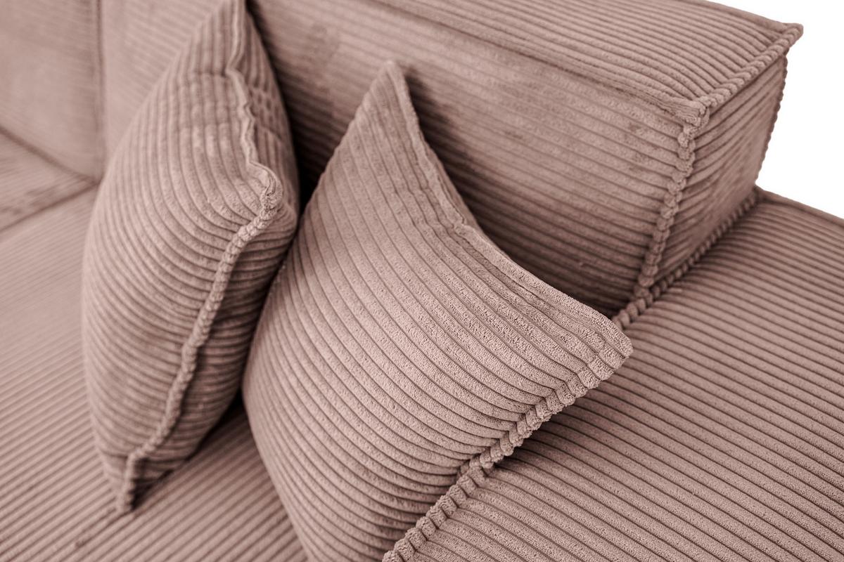 ECKSOFA Hana Loft 3-Sitzer Ecke Rechts, Cordstoff Chenille, Altrosa Rosa 241/80/168 cm - Schwarz/Rosa, Textil/Metall (241/168cm) - WFL GROUP