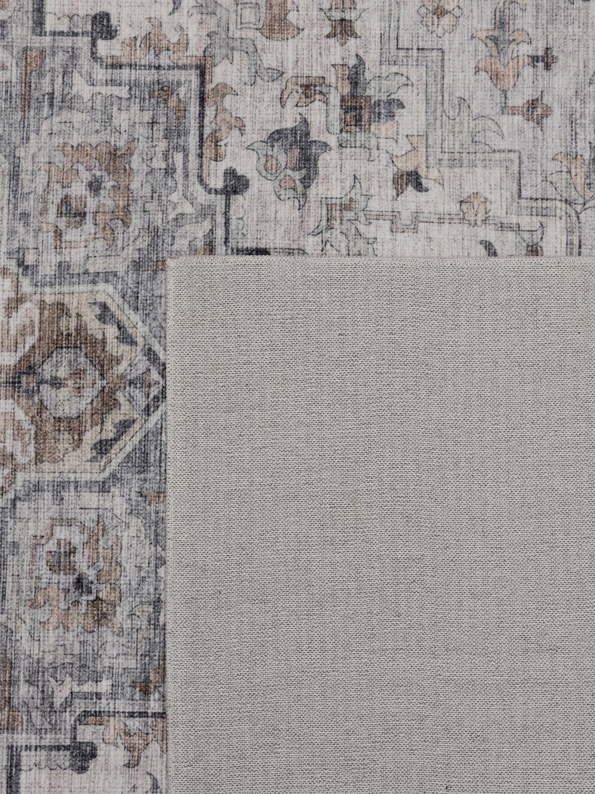 TEPPICH Kurzflor, waschbar, mit Medaillon, VERNANTE in Beige-Grau, 160 x 230 cm - Beige, Textil (160/230cm) - KADIMA DESIGN