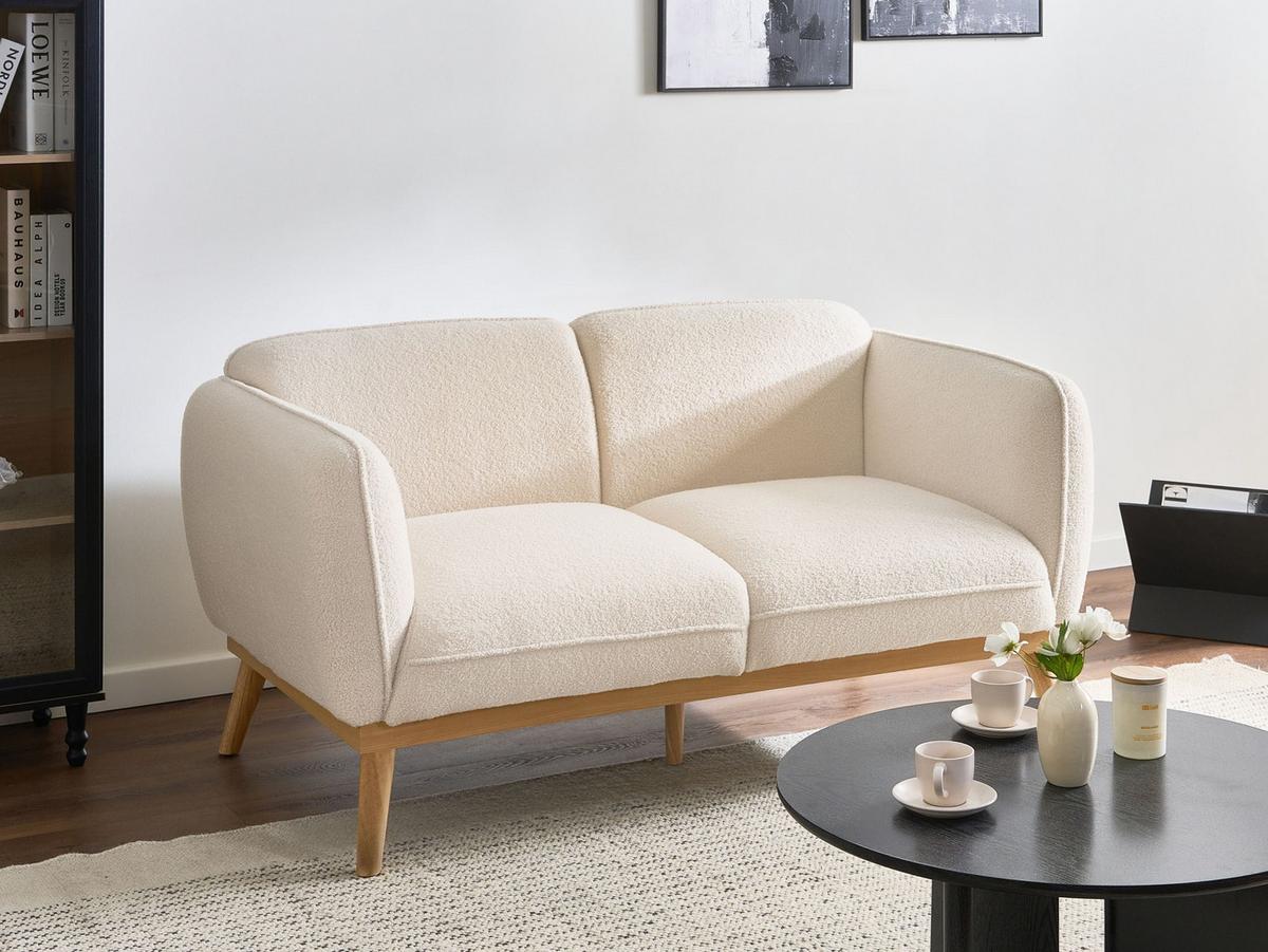 2-SITZER-SOFA Bouclé Hellbeige Ljung - Hellbraun, Textil (160/82/82cm) - Beliani