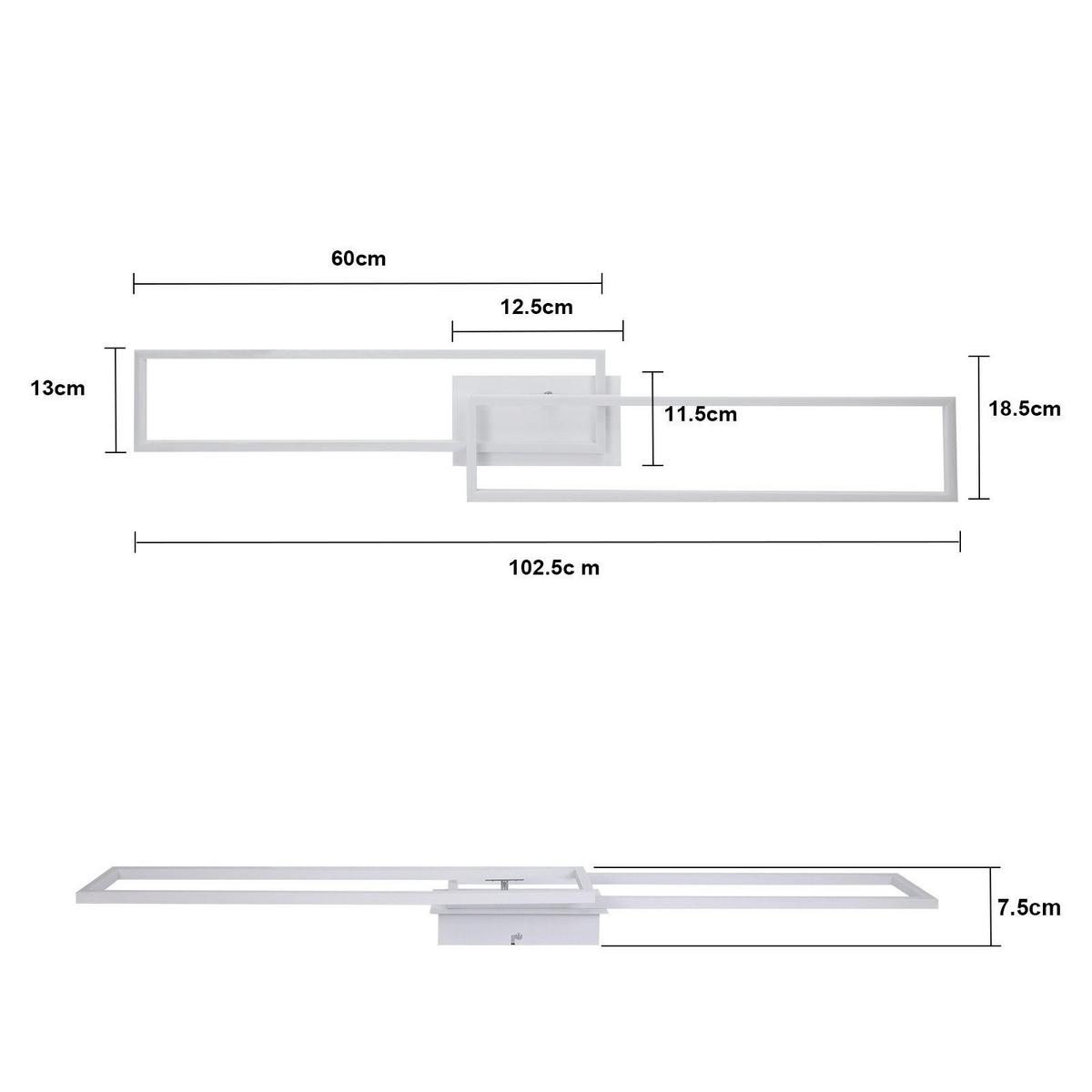 LED-DECKENLEUCHTE Ludwigslust 102.5/18.5/7.5 cm - Weiß, Metall (102.5/18.5/7.5cm) - Nettlife