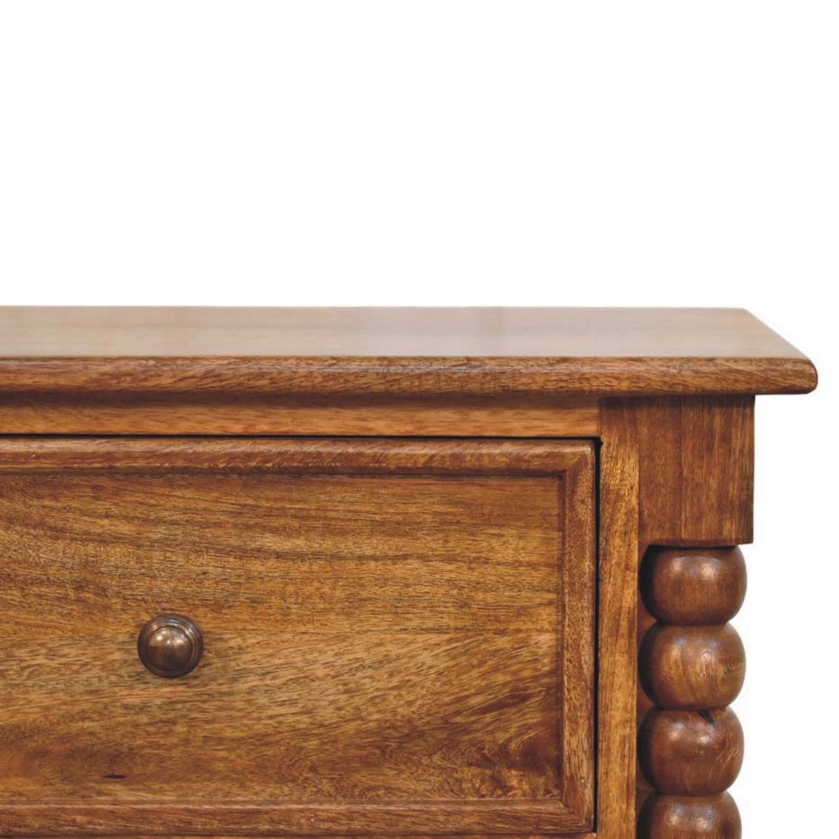NACHTKASTEN Amber Eiche, 2 Schubladen und Spindelbeine, Hellbraun - Hellbraun/Messingfarben, Holz/Metall (55/60/40cm) - Artisan Furniture