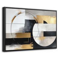 LEINWAND Bilder mit Rahmen - Abstrakt - Gold - Silber - Formen - Ästhetik - 30x20 - Multicolor, Textil (30/20cm) - MuchoWow