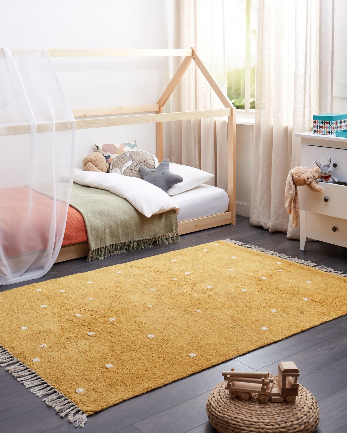 KURZFLOR-TEPPICH Gelb 140/200 cm Astaf - Gelb, Textil (140/200cm) - Beliani