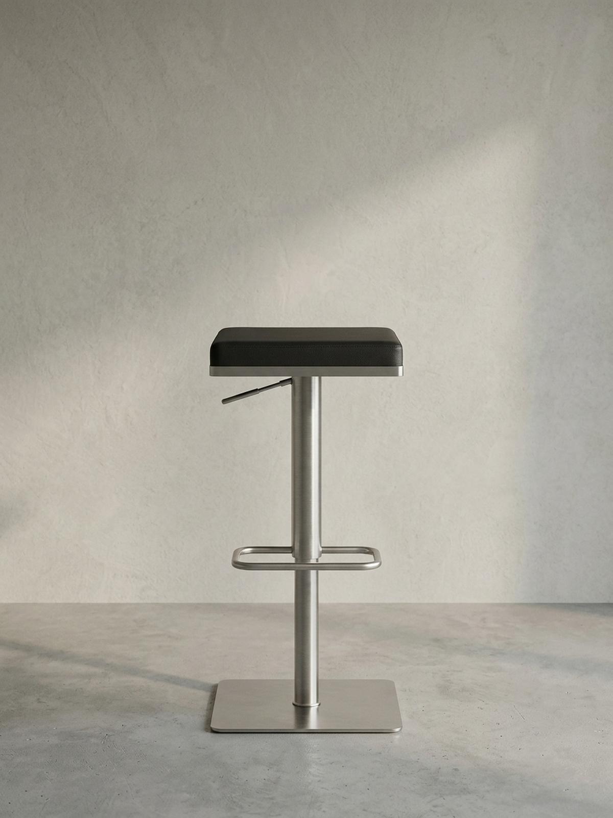 BARHOCKER – Schwarz, Kunstleder, Edelstahl, höhenverstellbar, drehbar, gepolstert, Modern - Silberfarben/Schwarz, Kunststoff/Textil (37/82/37cm) - KADIMA DESIGN