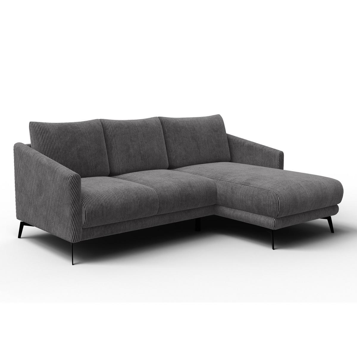 ECKSOFA VILT 3-Sitzer, dunkelgrau - Dunkelgrau/Schwarz, Holzwerkstoff/Textil (221/156cm) - Wozimo