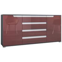 SIDEBOARD Sylt Bordeaux Hochglanz / Weiß Hochglanz - Bordeaux, Holzwerkstoff (166.5/75.5/35cm) - Vladon