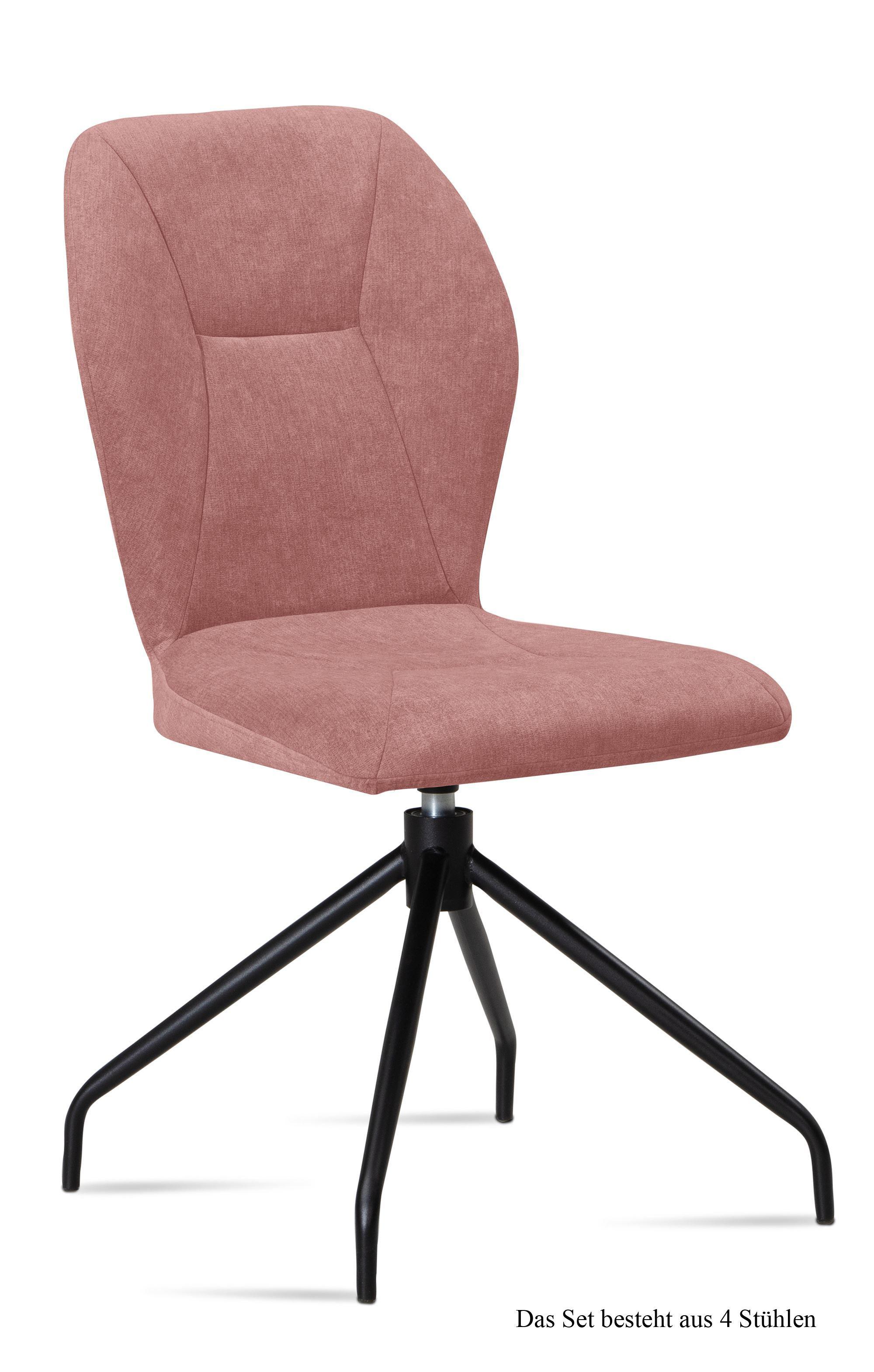 ESSZIMMERSTUHL drehbar (4er-Set) Dorene 51x92x60 Schwarz/Rosewood - Dunkelrosa/Schwarz, Kunststoff (60/92/51cm) - 58aufmkessel