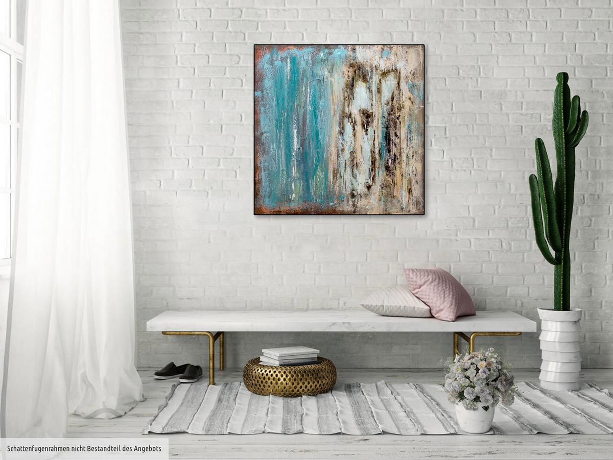 ÖLGEMÄLDE 80/80 cm - Blau/Braun, Holz/Textil (80/80cm) - KUNSTLOFT