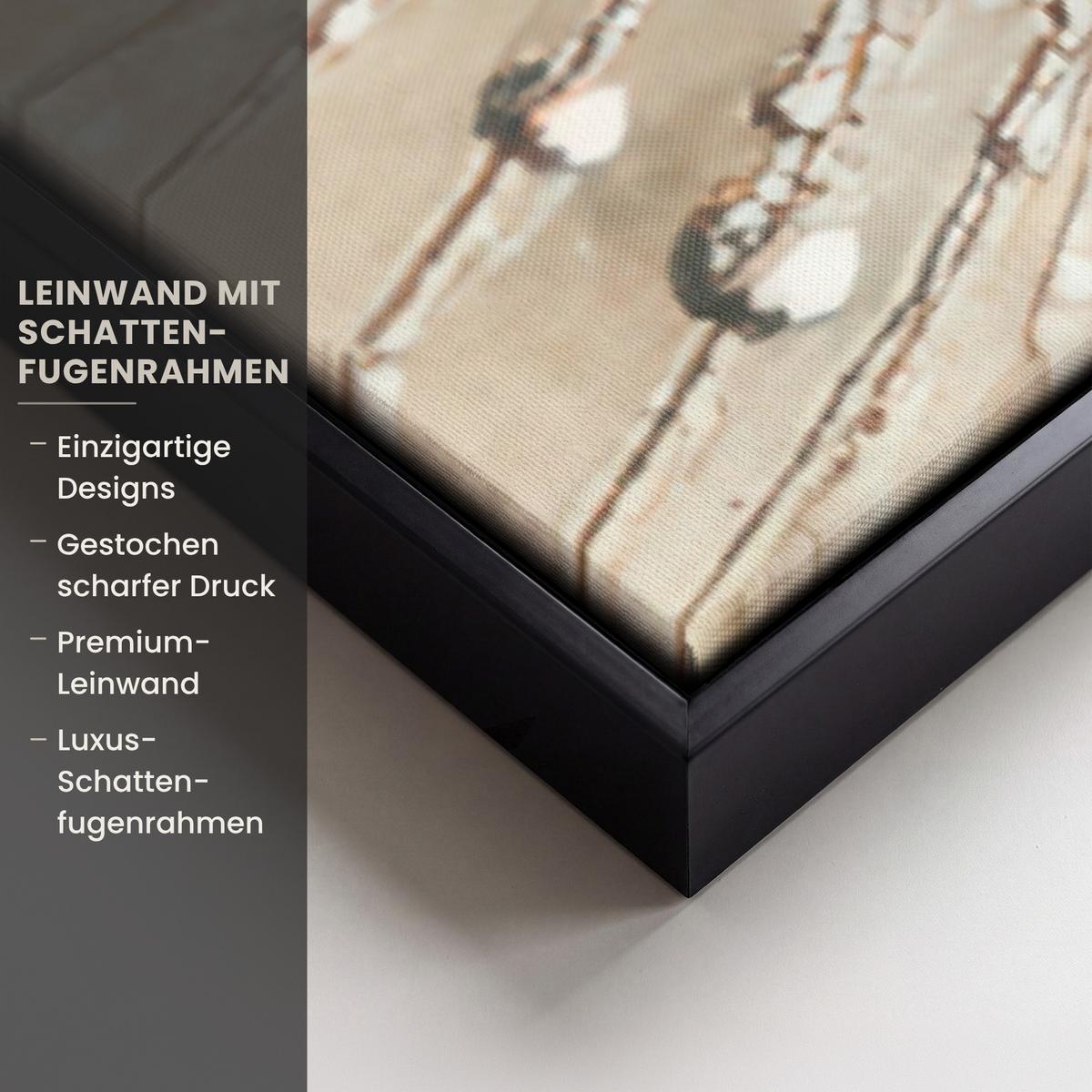 LEINWAND Bilder mit Rahmen - Löwenzahn - Abstrakt - Natur - Beige - 80x120 - Braun, Textil (80/120cm) - MuchoWow