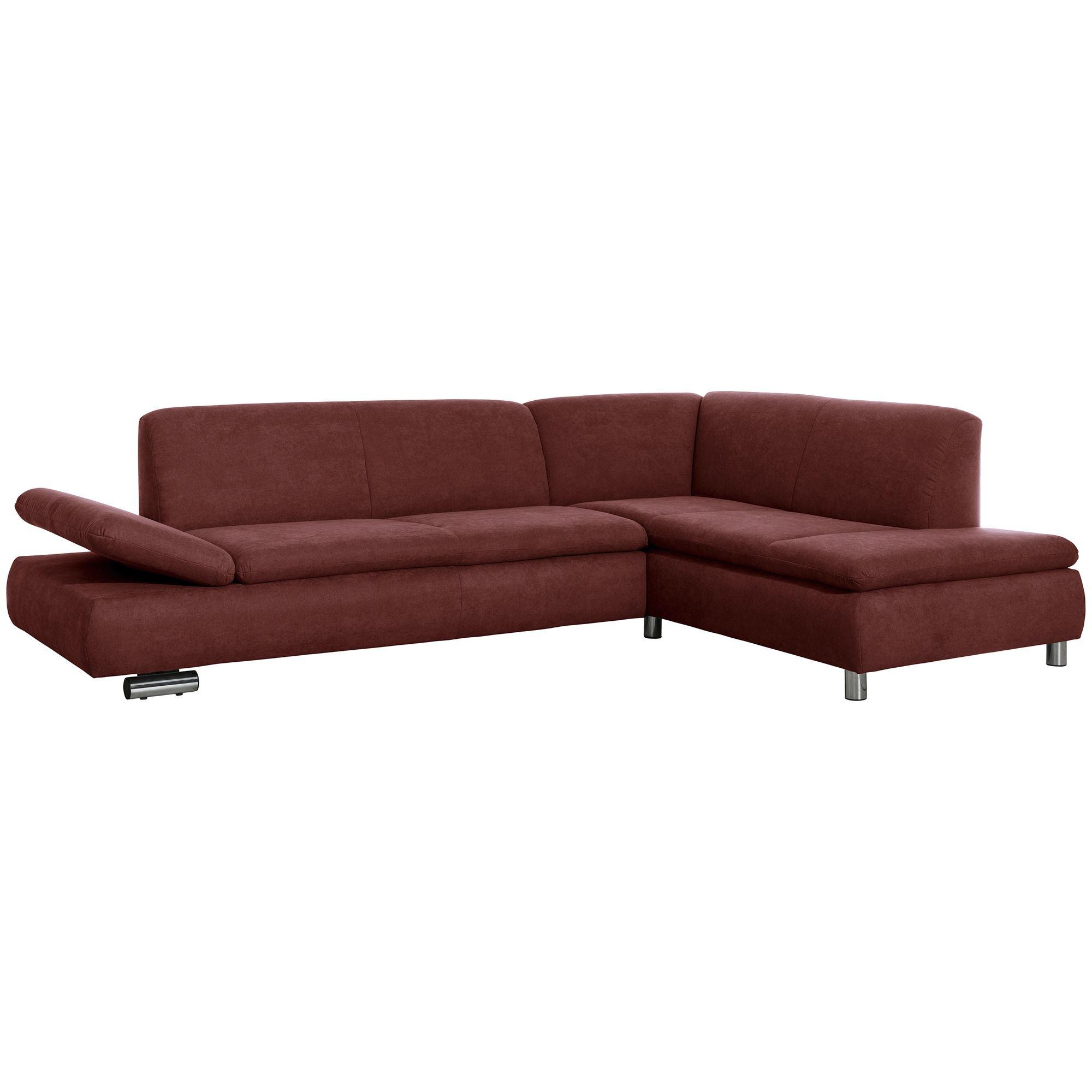 ECKSOFA mit Ottomane rechts Kaye Flachgewebe rot - Rot, Kunststoff (190/270cm) - 58aufmkessel