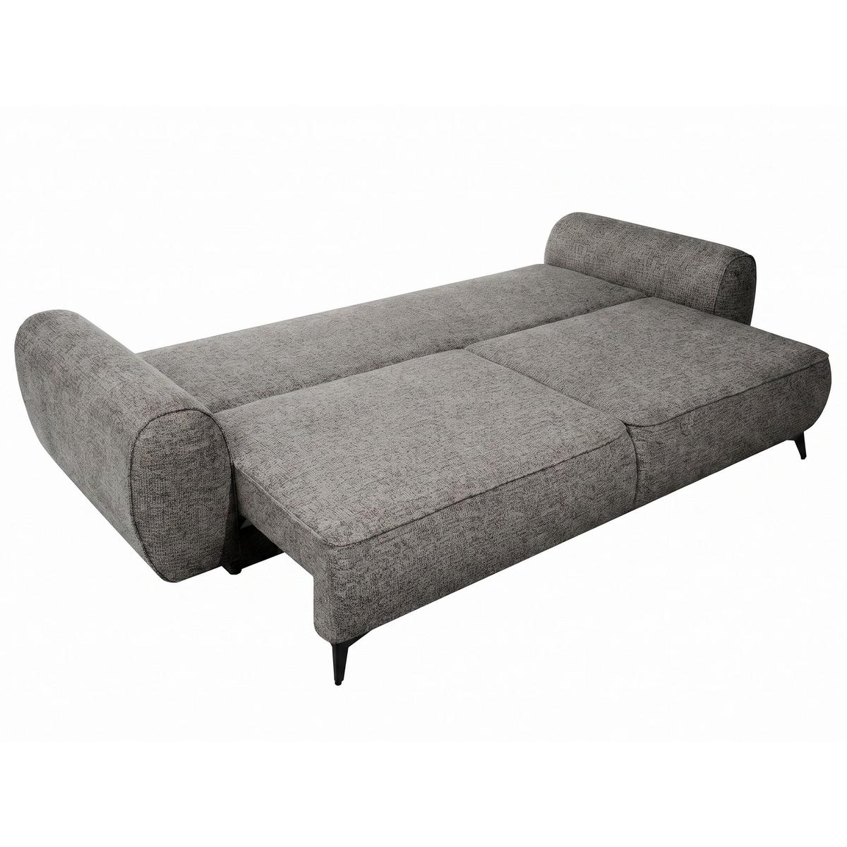 SCHLAFSOFA Vito 3-Sitzer mit Bettkasten, DL-System, Chenille-Stoff, Grau - Schwarz/Grau, Textil (256/90/99cm) - Beautysofa