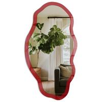 SPIEGEL 90x45 cm asymmetrisch mit Druck - Hellburgunderrot - Transparent, Glas (45/90/0.4cm) - TULUP