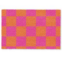 FUSSMATTE Schachbrettmuster - Orange - Rosa - Blöcke Schmutzfangmatte 60x40 cm - Pink, Kunststoff (60/0.4cm) - MuchoWow
