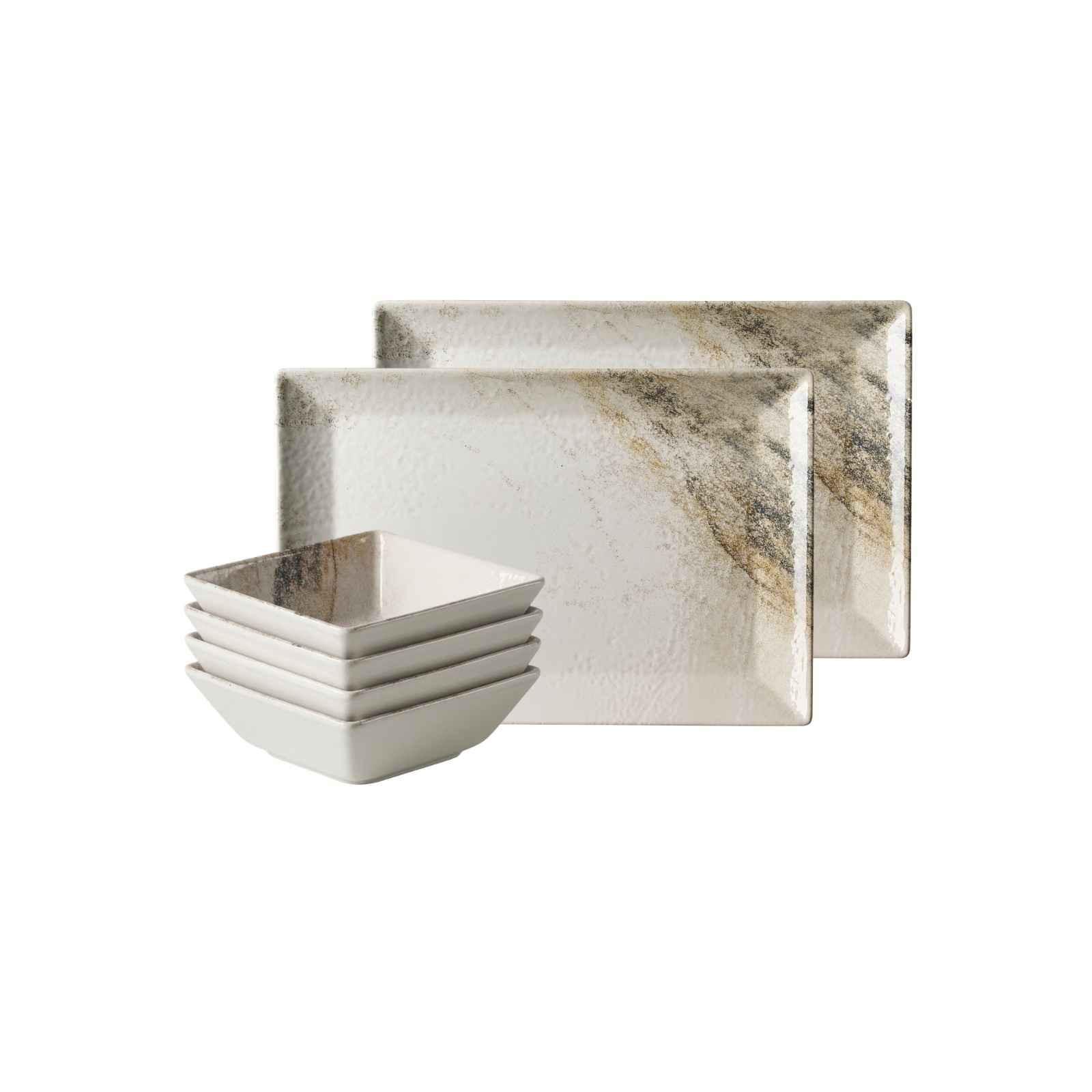 PLATTEN- & SCHALEN-SET Arezzo braun 6-tlg. - Braun, Keramik (2/2/2cm) - Ritzenhoff Breker