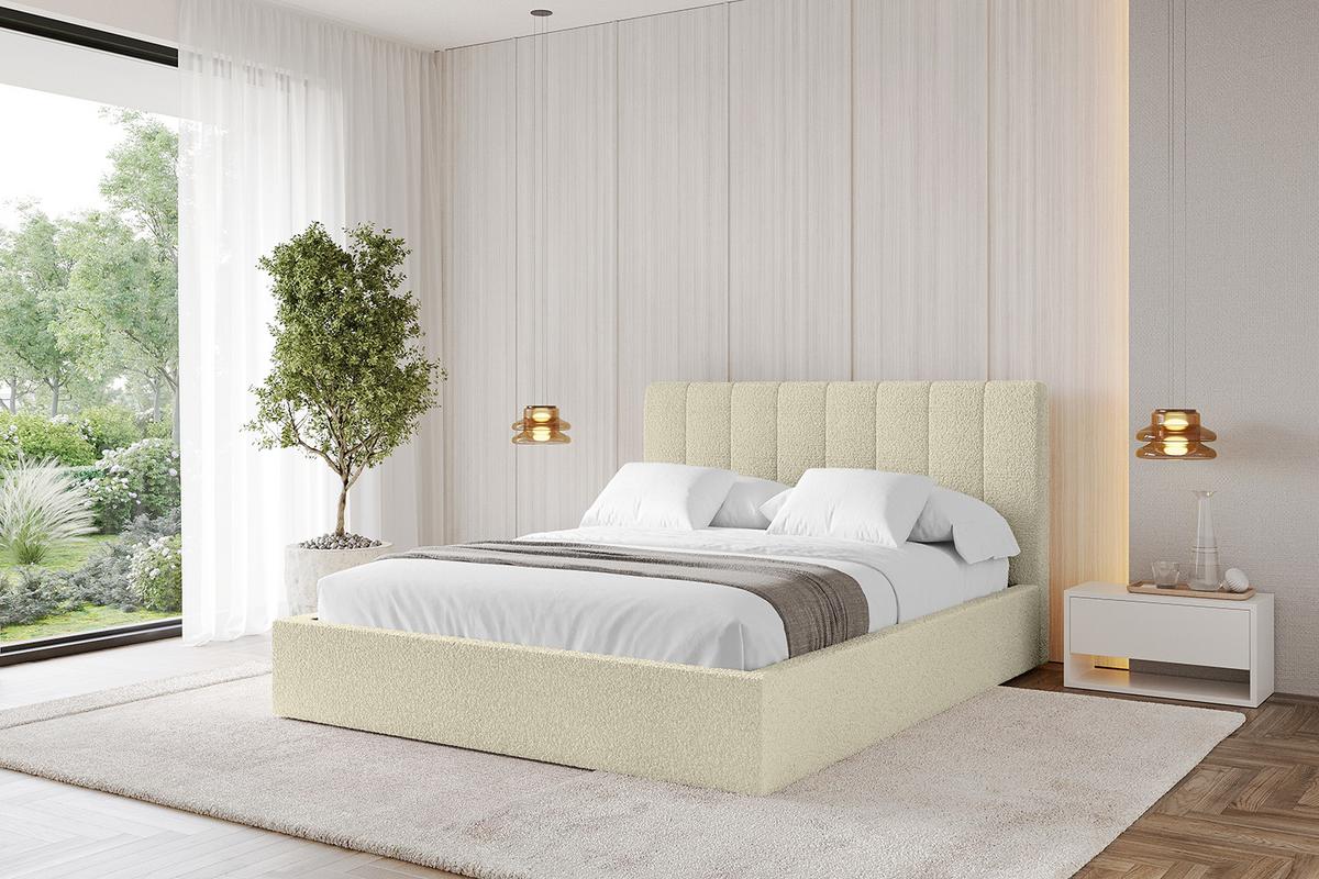 POLSTERBETT mit Bettkasten und Lattenrost, Boxbett ohne Matratze - STERA 160x200 Beige - Hellbraun, Holzwerkstoff/Textil (160/200cm) - ALTDECOR