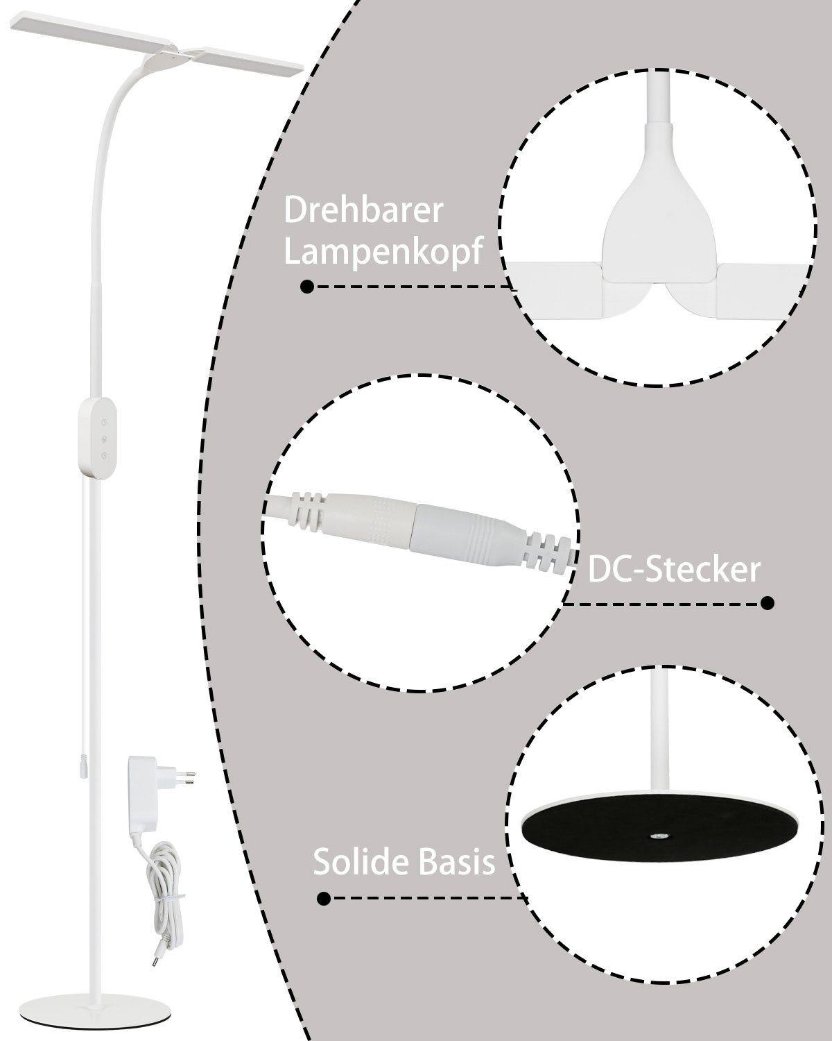 LED STEHLAMPE Glanzar 44/22/158 cm - Weiß, Metall (44/22/158cm) - ZMH