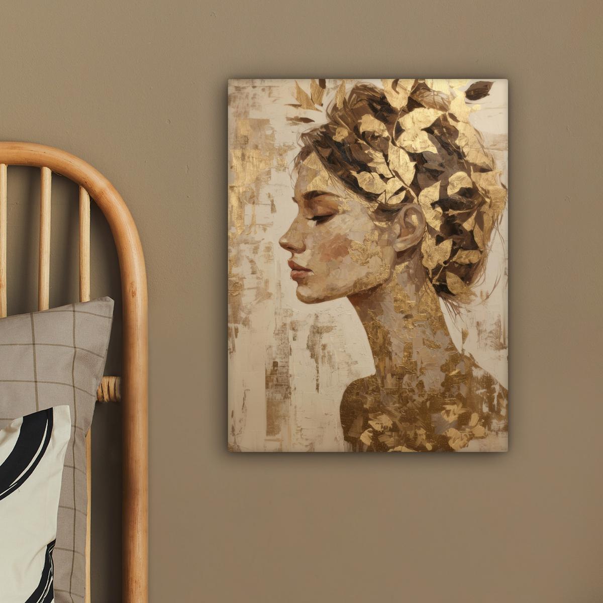 LEINWANDBILD Frau - Gold - Abstrakt - Textur Room Decor 30x40 cm - Goldfarben, Textil (30/40cm) - MuchoWow