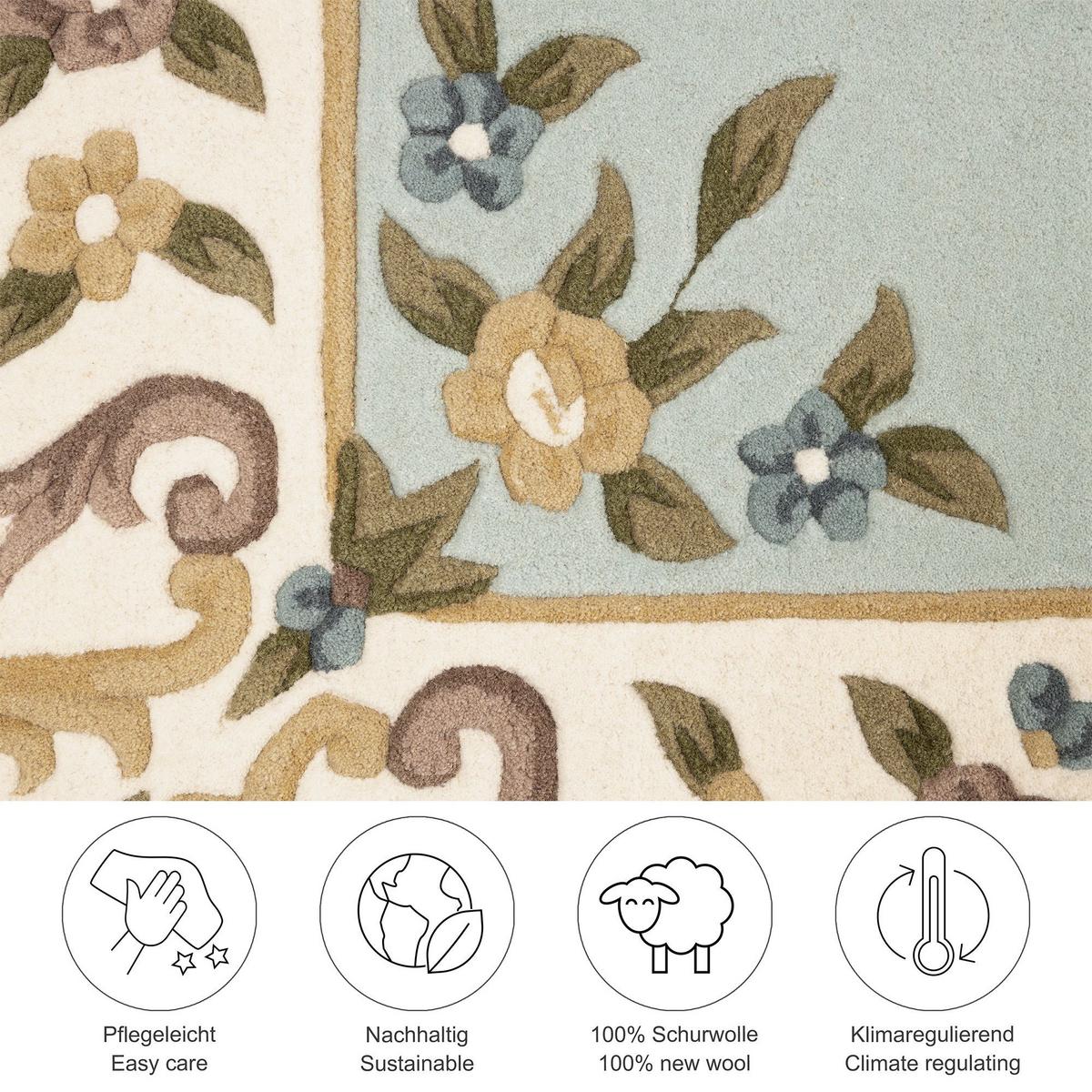 HANDTUFTTEPPICH Bloomingville 60x90 cm - Hellblau, Textil (60/90cm) - THEKO
