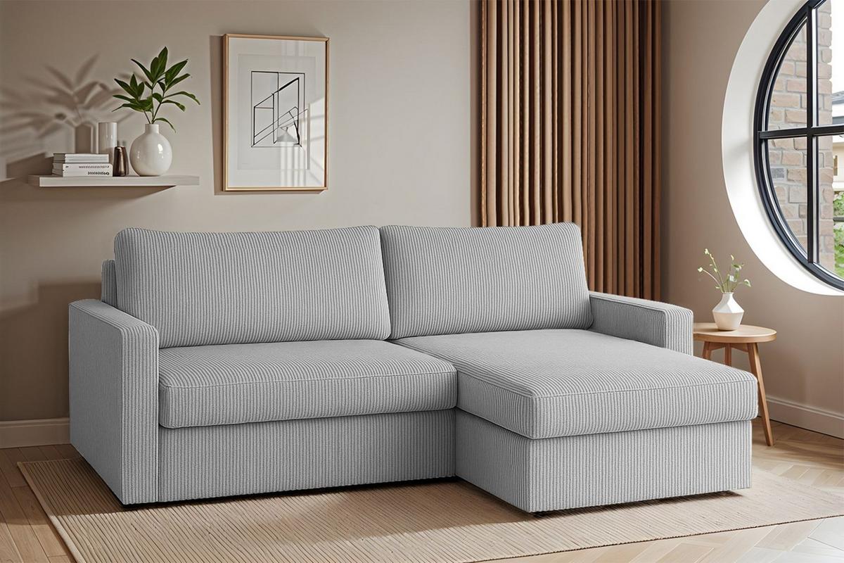 ECKSOFA Bendik In Poso - Hellgrau, Holzwerkstoff/Textil (140/224cm) - Fun Möbel