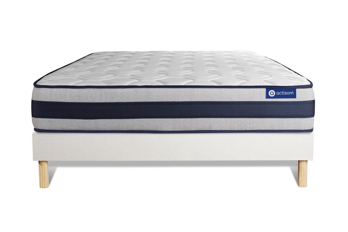 BETT Actiflex ergo Taschenfederkern und Memory-Schaum 160 x 200 cm h4 - Kit Bettgestell Weiß - Beige/Weiß, Karton/Holz (160/200cm) - ACTISOM