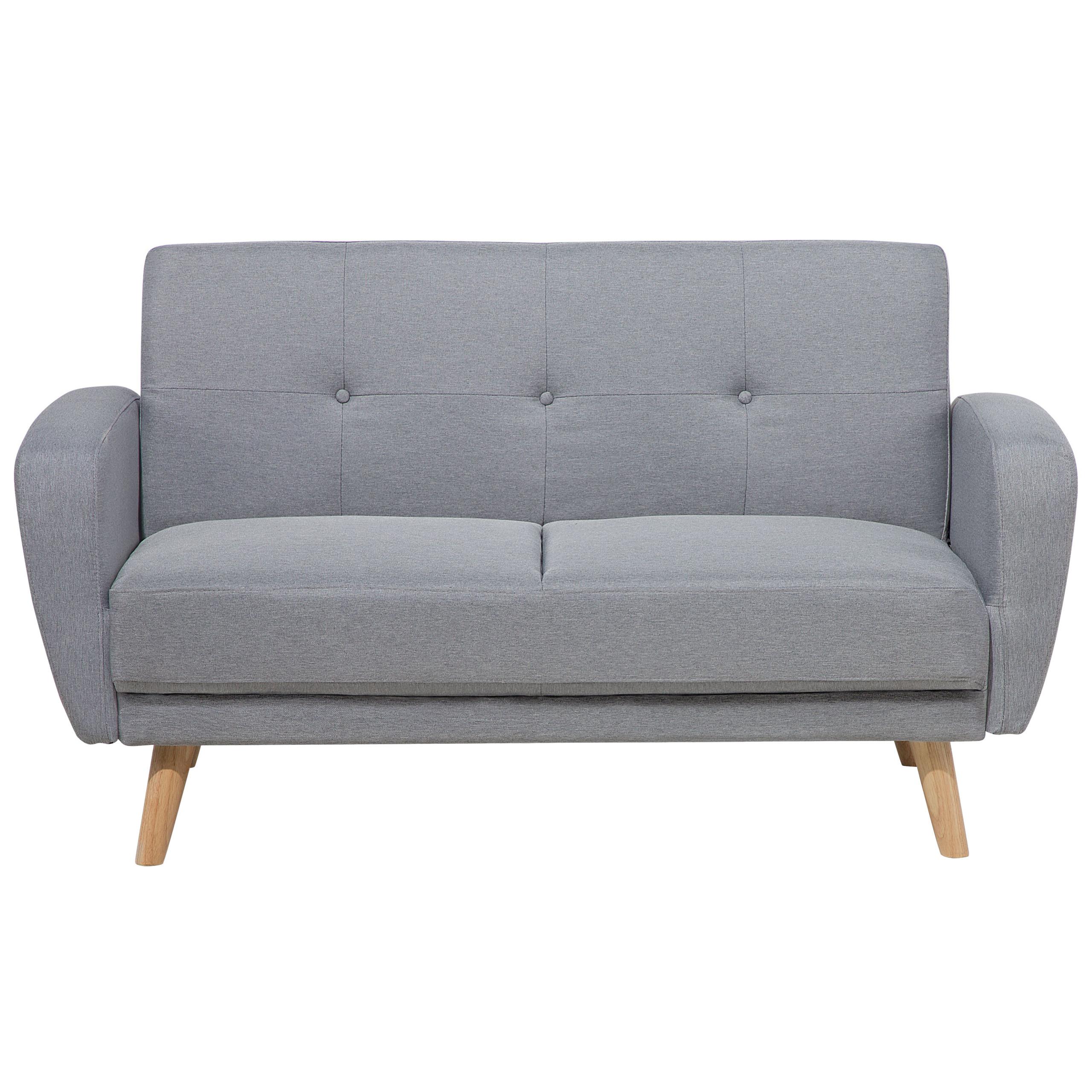 2-SITZER-SCHLAFSOFA Polyester Grau Florli - Hellgrau, Textil (155/82/85cm) - Beliani
