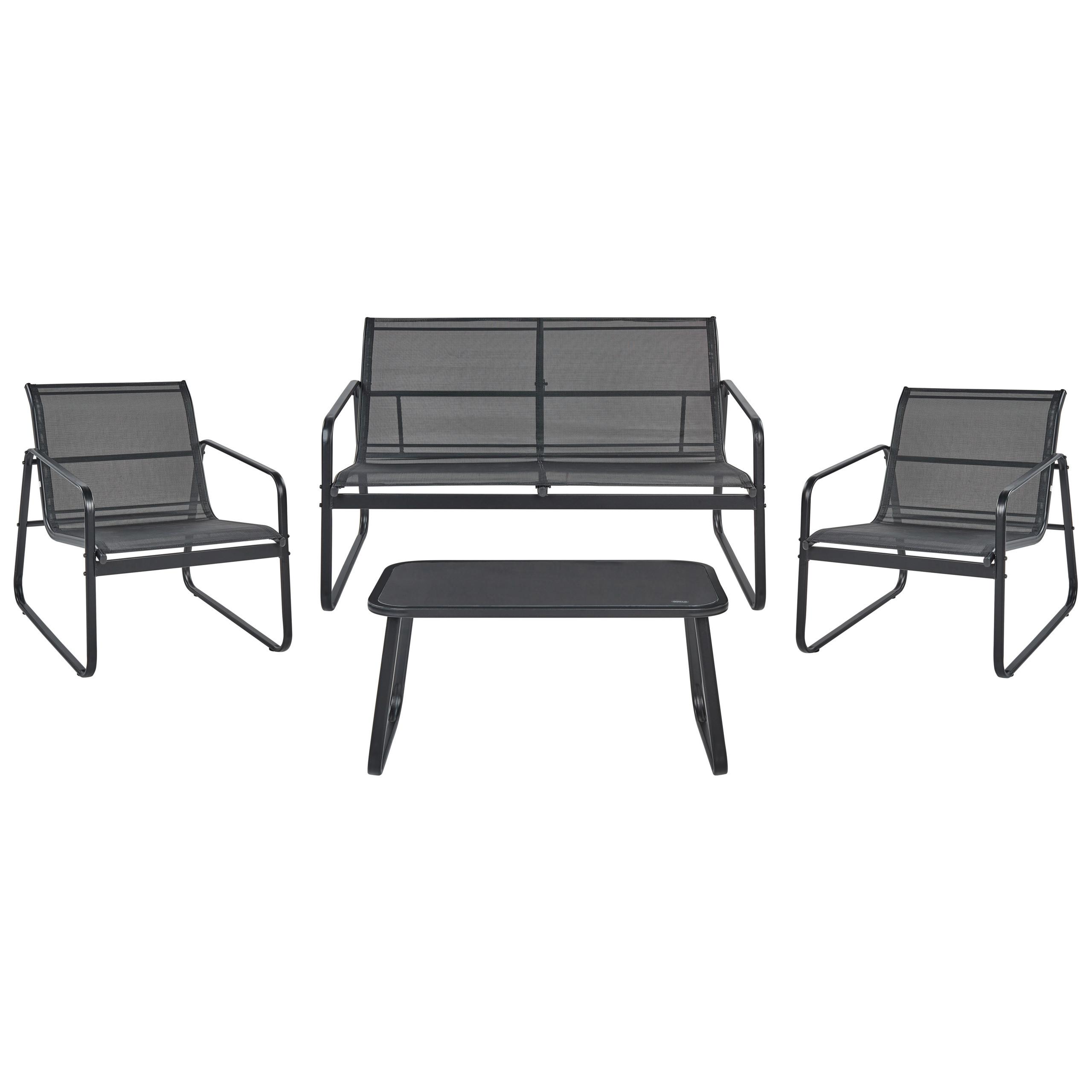 LOUNGE SET 4-Sitzer Metal Schwarz Barrea - Schwarz, Metall - Beliani