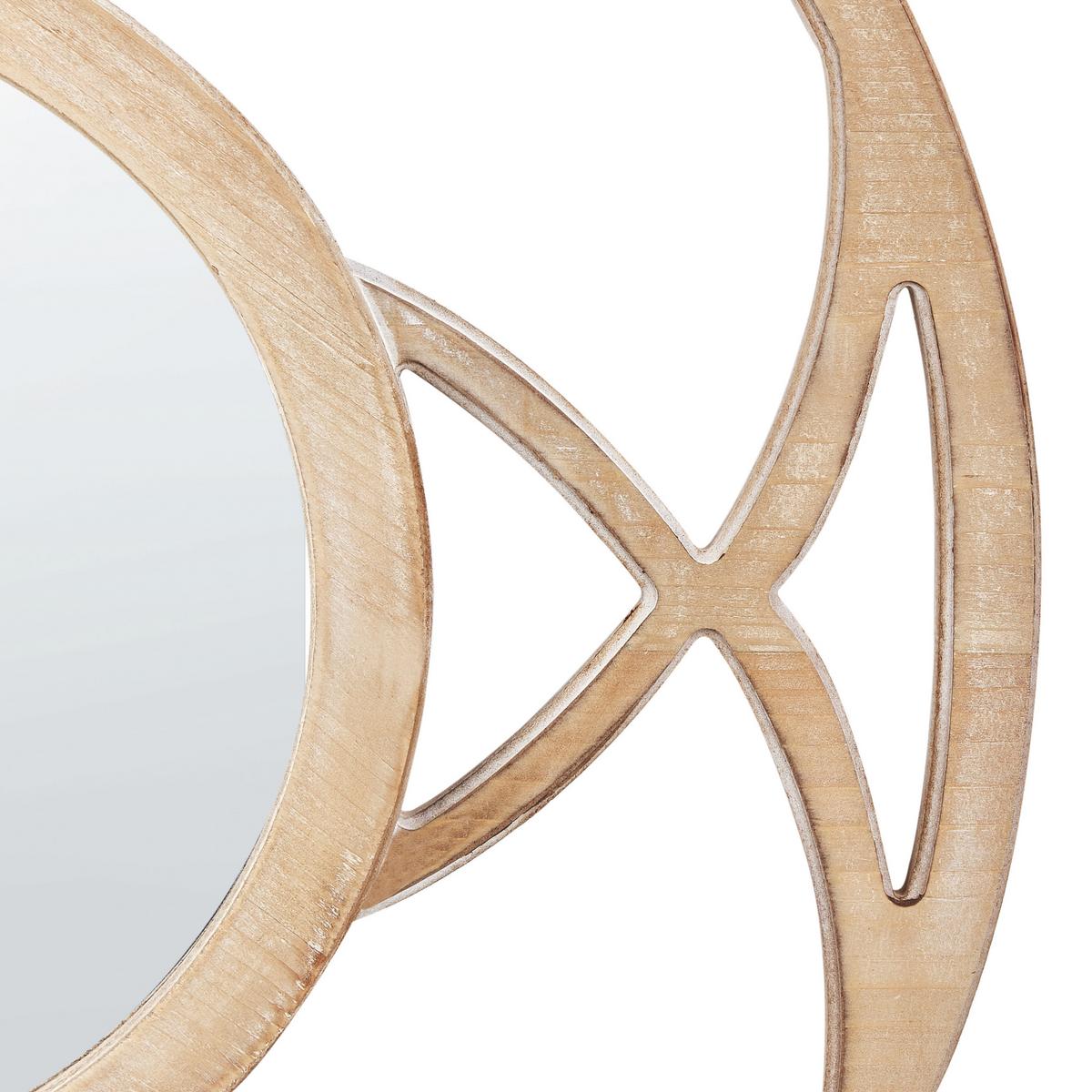 WANDSPIEGEL heller Holzfarbton rund 60 cm Iztapalapa - Hellbraun/Weiß, Holzwerkstoff (60/60/2cm) - Beliani