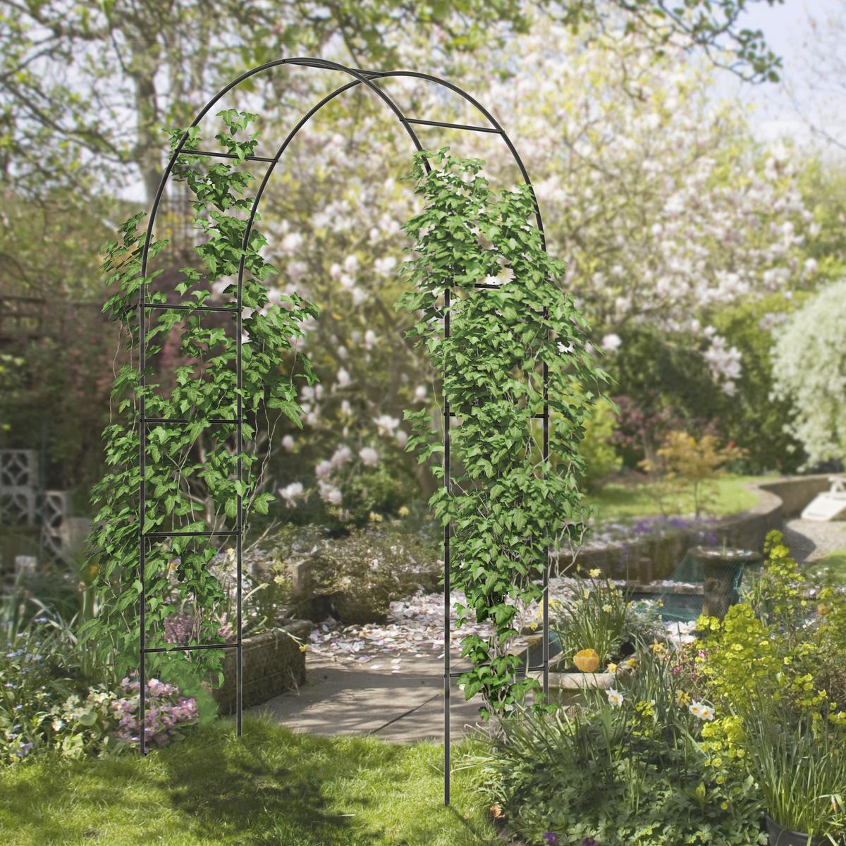 ROSENBOGEN, Metall, Schwarz - Schwarz, Metall (40/240/140cm) - Outsunny