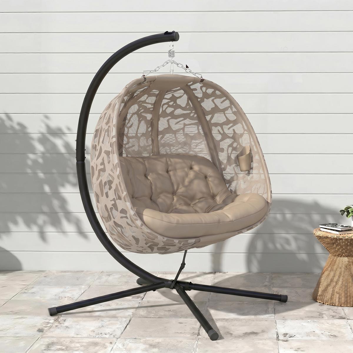 HÄNGESESSEL, Stahl, Polyester, Sand - Sandfarben, Metall (103/172/130cm) - Outsunny