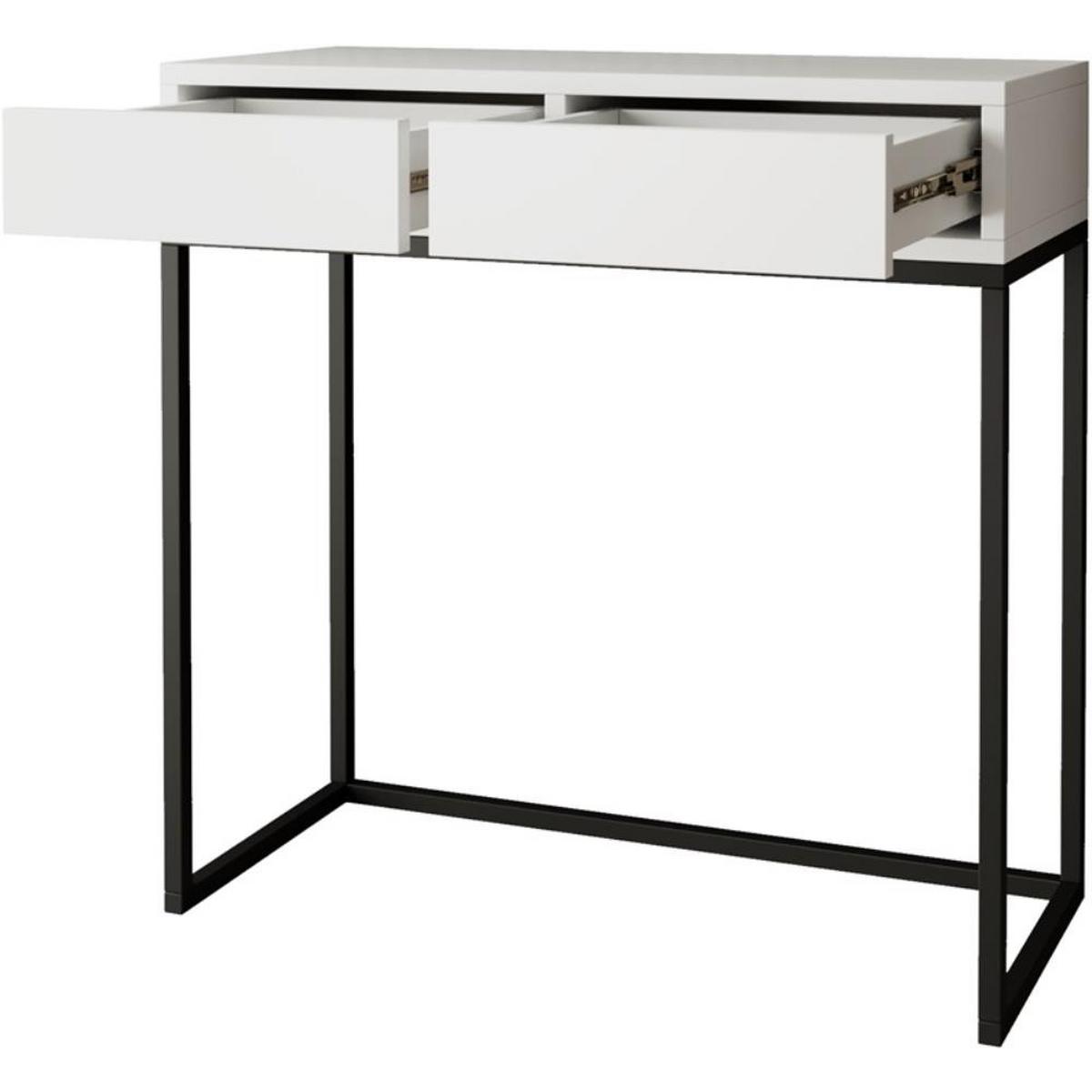 KONSOLENTISCH Lango 80/85/35 weiß mit schwarzen Matellbeinen - Schwarz/Weiß, Holzwerkstoff/Metall (35/80/85cm) - Beautysofa