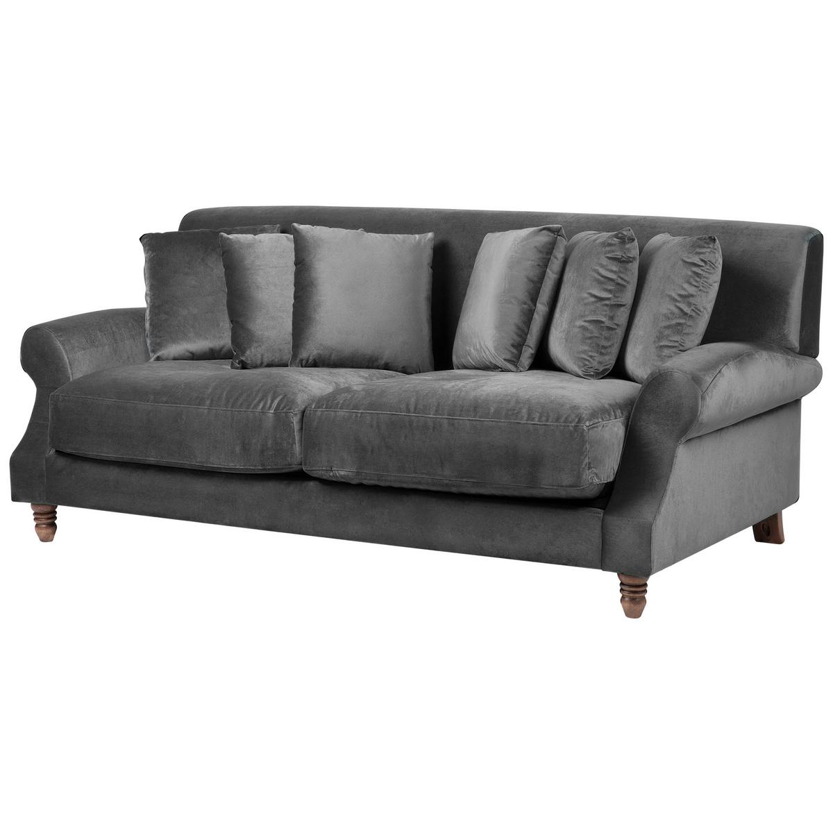 3-SITZER-SOFA Samtstoff Grau Eike - Grau, Textil (186/82/102cm) - Beliani