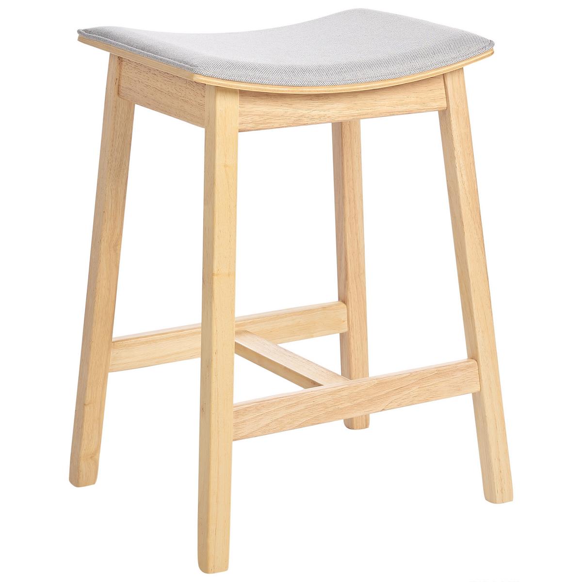 BARHOCKER 2er-Set Hellbraun/Grau Dixon - Braun/Grau, Holz (45/63/39cm) - Beliani